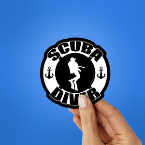Scuba Diver Sticker waterproof vinyl decal for laptop, bike, car & bottle