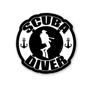 Scuba Diver Sticker waterproof vinyl decal for laptop, bike, car & bottle
