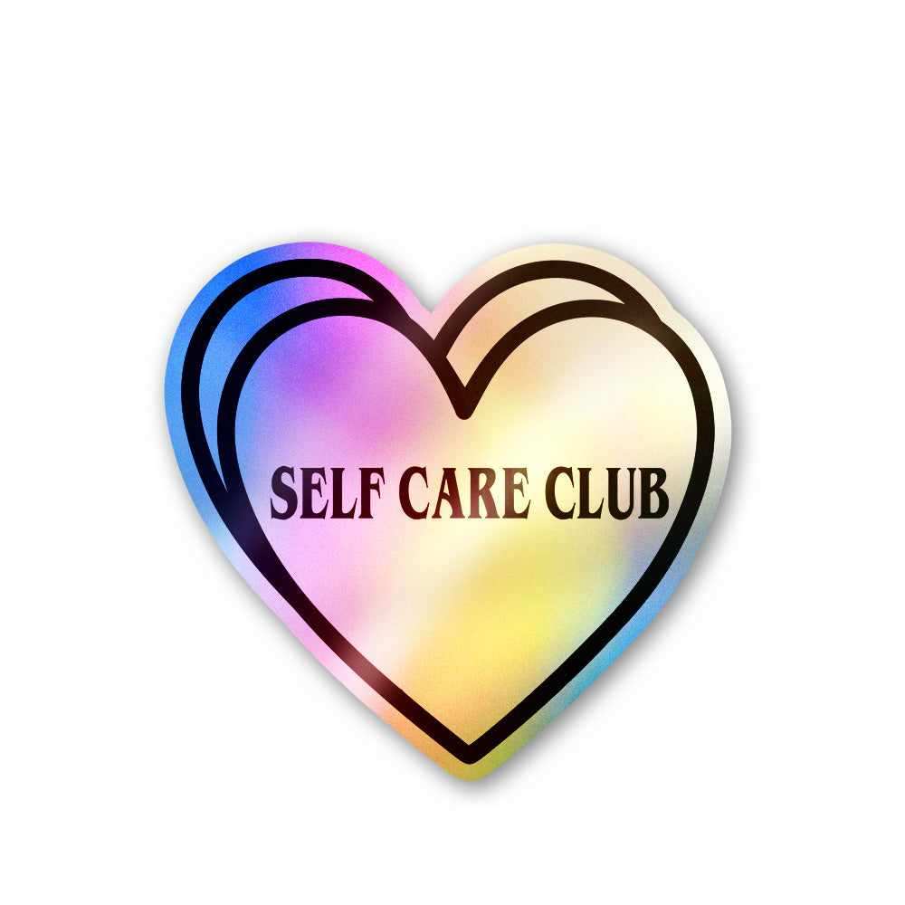 Self Care Club Holographic Stickers waterproof vinyl decal for laptop, bike, car & bottle
