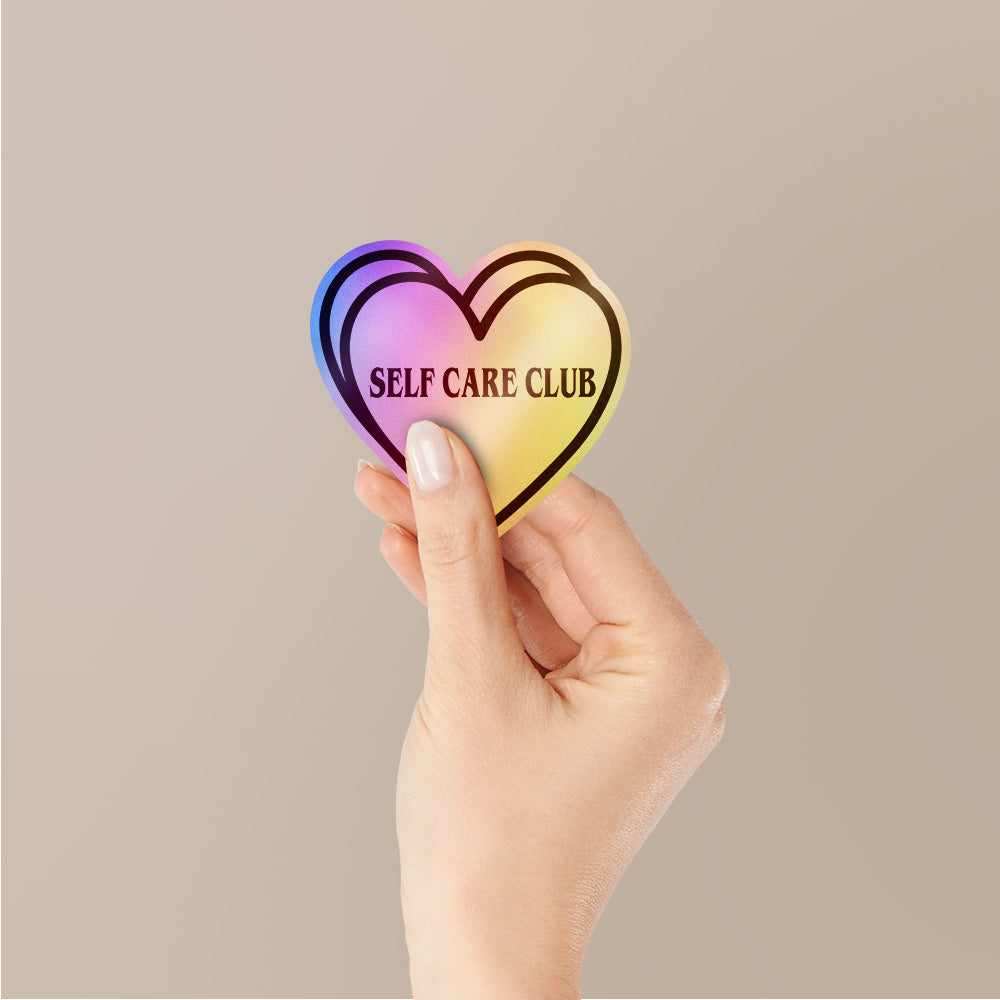 Self Care Club Holographic Stickers waterproof vinyl decal for laptop, bike, car & bottle