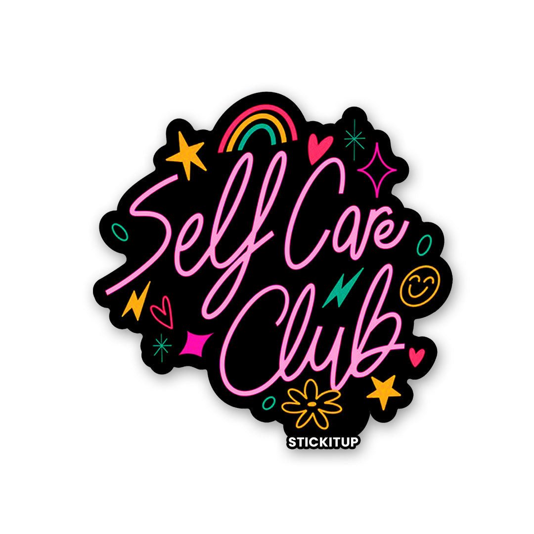 SELF CARE CLUB Sticker waterproof vinyl decal for laptop, bike, car & bottle