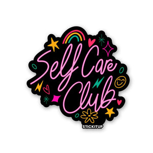 SELF CARE CLUB Sticker waterproof vinyl decal for laptop, bike, car & bottle