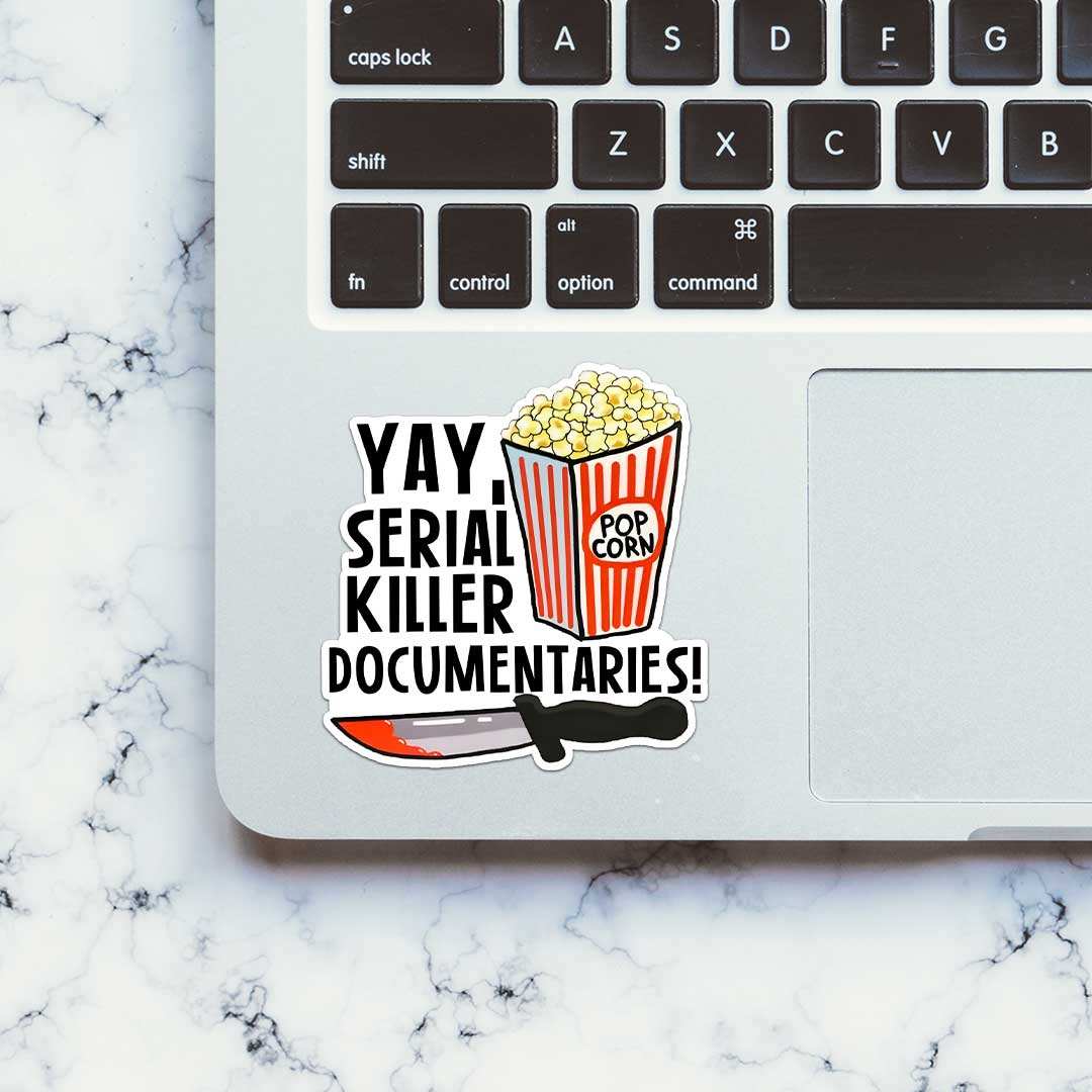 Serial Killer Documentaries Sticker waterproof vinyl decal for laptop, bike, car & bottle