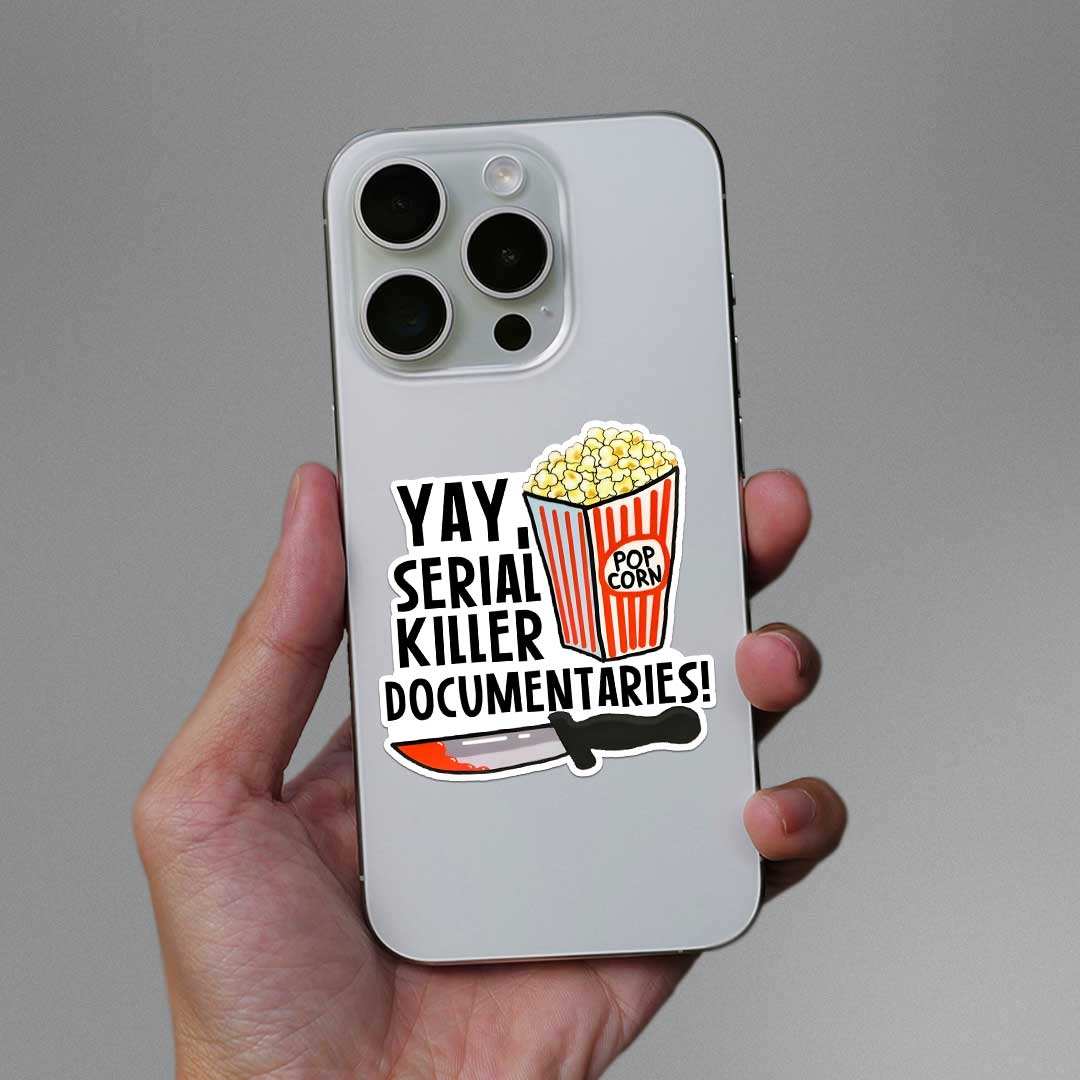 Serial Killer Documentaries Sticker waterproof vinyl decal for laptop, bike, car & bottle