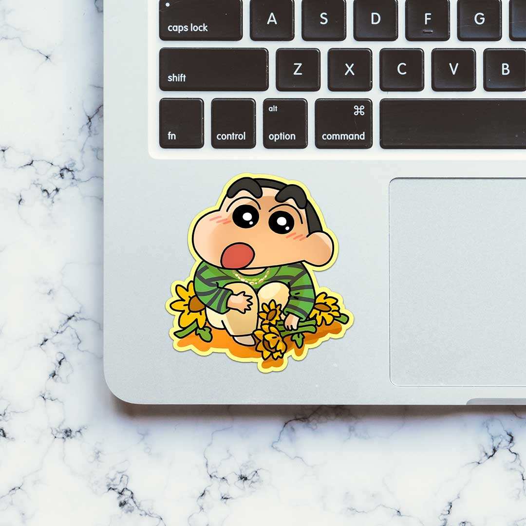 Mr.chan With Sunflower Sticker waterproof vinyl decal for laptop, bike, car & bottle