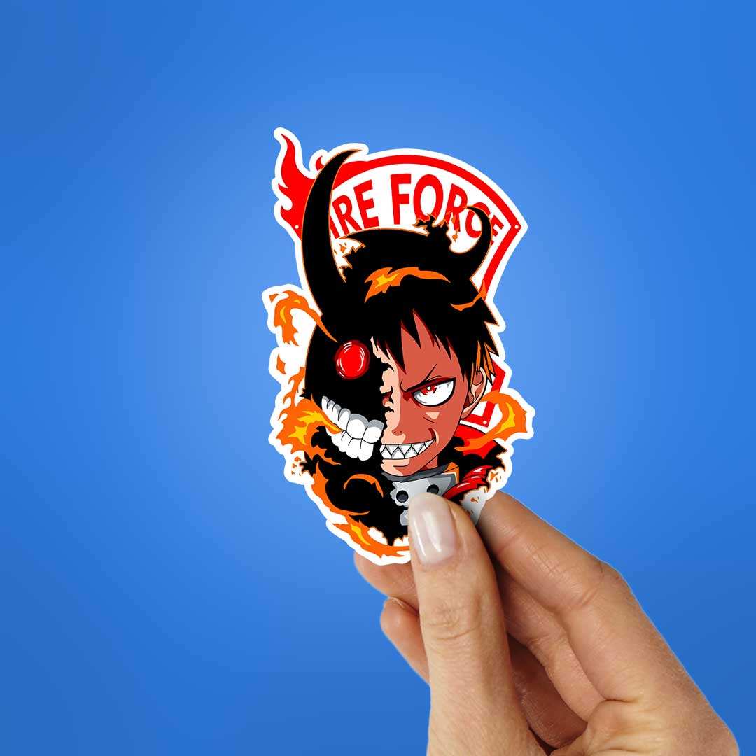 Shinra Fire Force Sticker waterproof vinyl decal for laptop, bike, car & bottle
