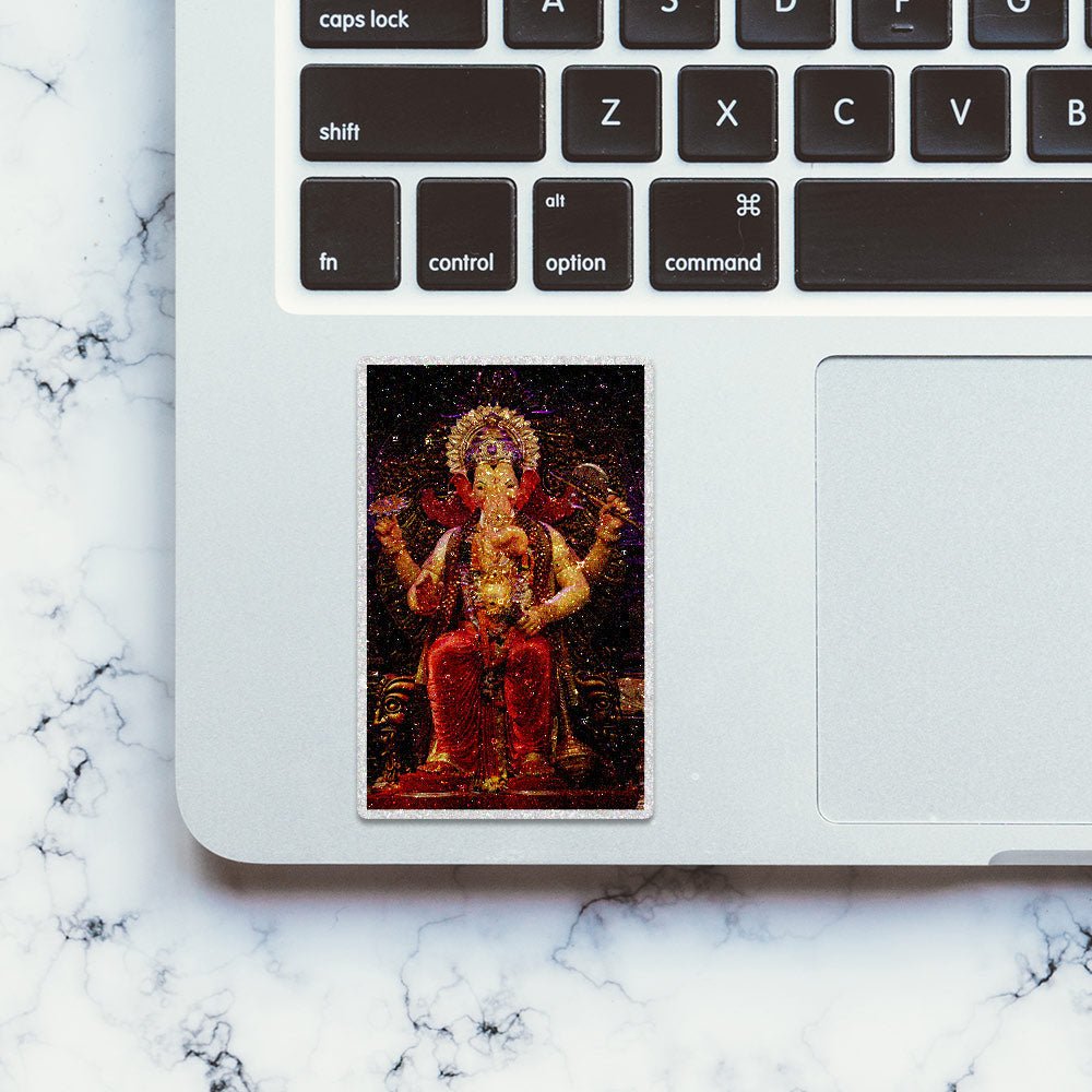 Shree Ganesh 0.2 Glitter Sticker waterproof vinyl decal for laptop, bike, car & bottle