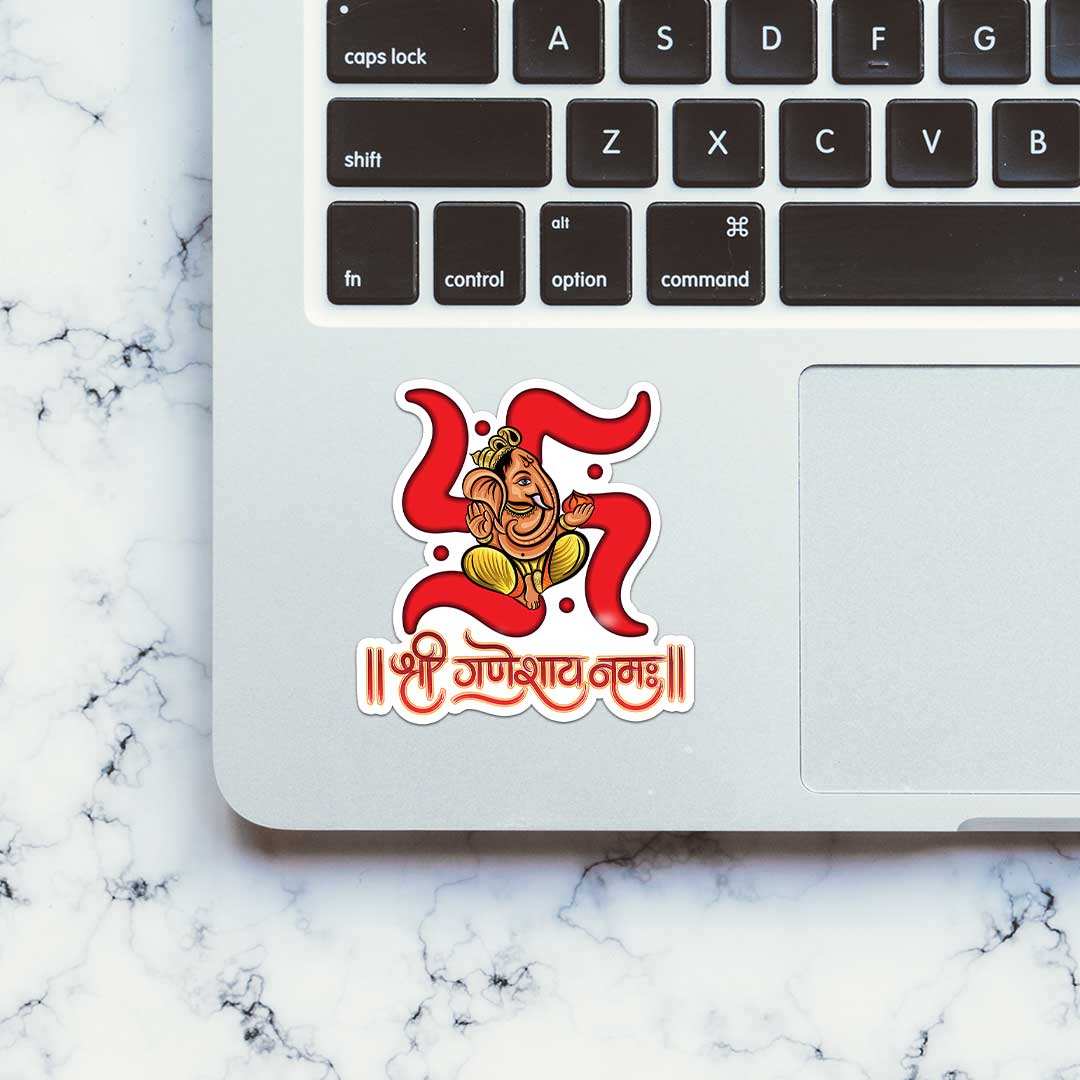Shree Ganeshay Namah Sticker waterproof vinyl decal for laptop, bike, car & bottle