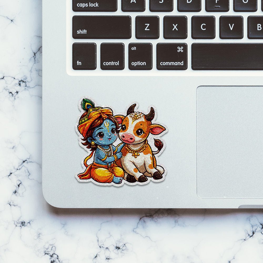 Shree Krishna 3.0 Glitter Sticker waterproof vinyl decal for laptop, bike, car & bottle