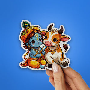 Shree Krishna 3.0 Glitter Sticker waterproof vinyl decal for laptop, bike, car & bottle