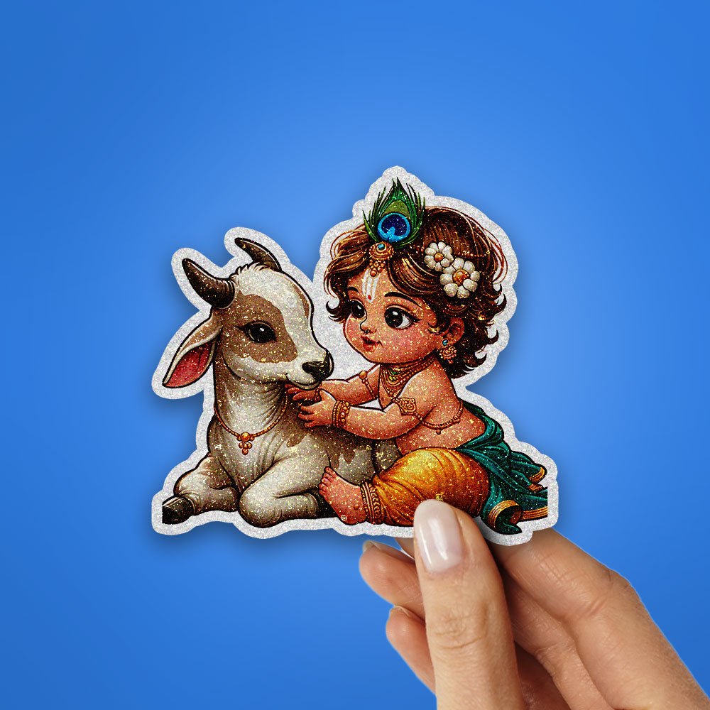 Shree Krishna 6.0 Glitter Sticker waterproof vinyl decal for laptop, bike, car & bottle
