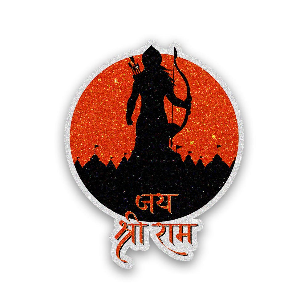 Shree Ram 4.0 Glitter Sticker waterproof vinyl decal for laptop, bike, car & bottle