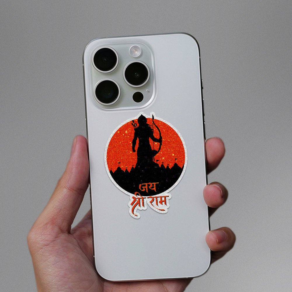 Shree Ram 4.0 Glitter Sticker waterproof vinyl decal for laptop, bike, car & bottle