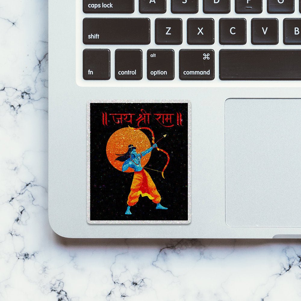 Shree Ram 5.0 Glitter Sticker waterproof vinyl decal for laptop, bike, car & bottle