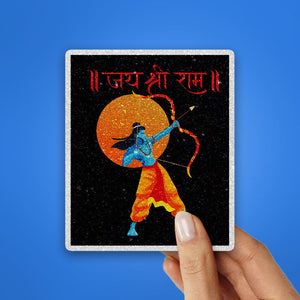 Shree Ram 5.0 Glitter Sticker waterproof vinyl decal for laptop, bike, car & bottle