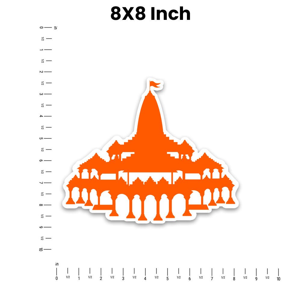 Shree Ram Mandir Bumper Sticker waterproof vinyl decal for laptop, bike, car & bottle