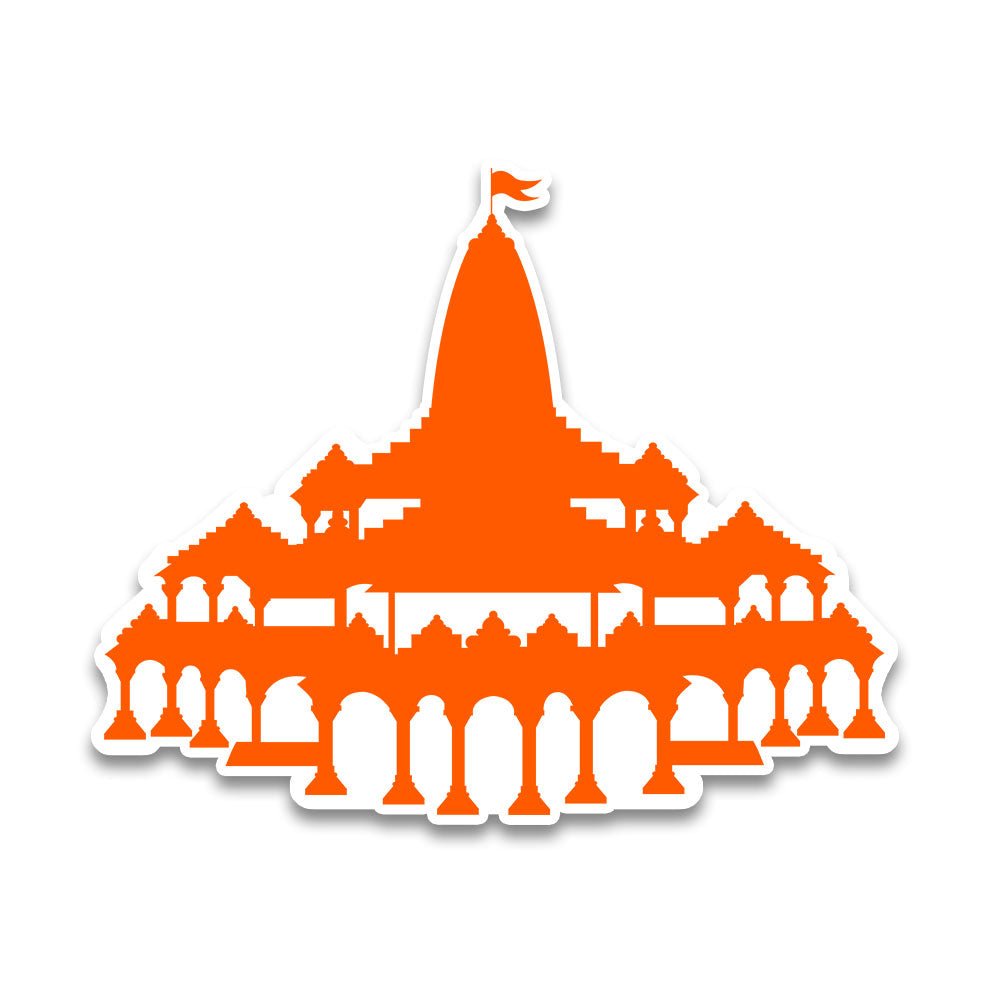Shree Ram Mandir Bumper Sticker waterproof vinyl decal for laptop, bike, car & bottle