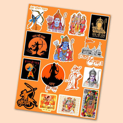 Shree Ram Mini Sticker Sheet waterproof vinyl decal for laptop, bike, car & bottle