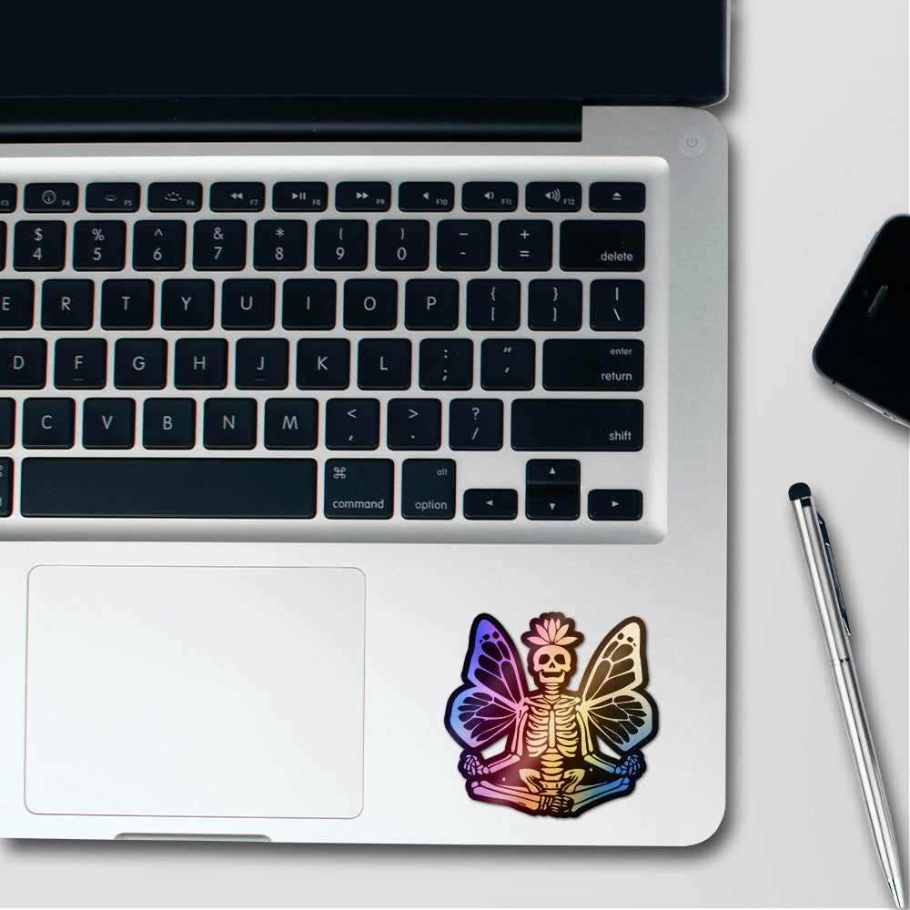 Skeleton Butterfy Holographic Stickers waterproof vinyl decal for laptop, bike, car & bottle