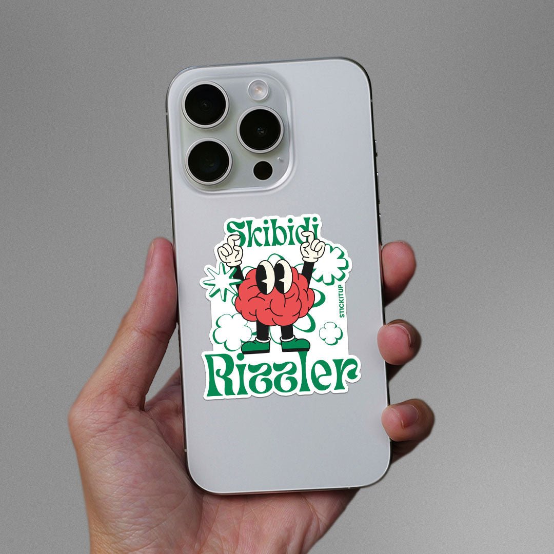 Skibidi RIzzler Sticker waterproof vinyl decal for laptop, bike, car & bottle