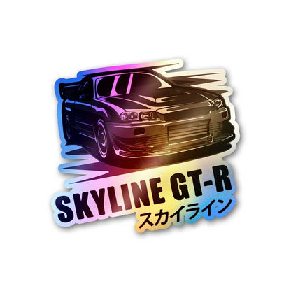 Skyline Gt Holographic Sticker waterproof vinyl decal for laptop, bike, car & bottle