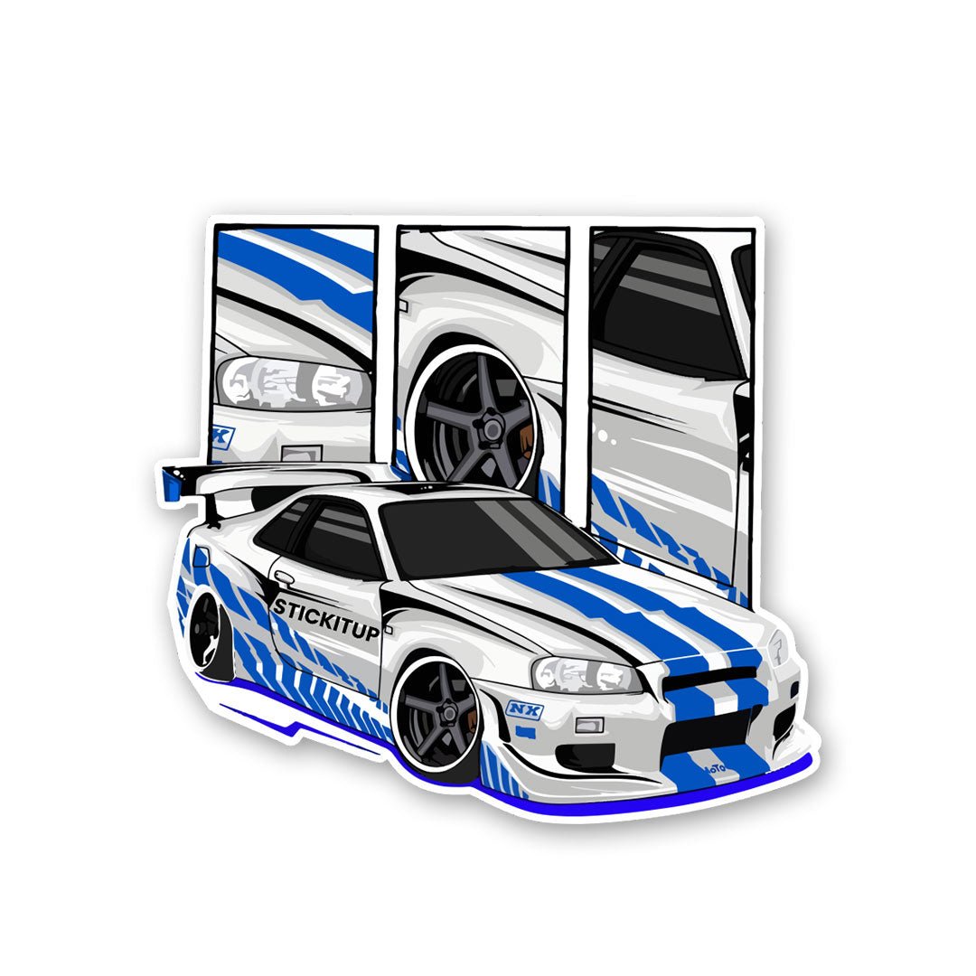Skyline GT - R Sticker waterproof vinyl decal for laptop, bike, car & bottle