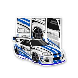 Skyline GT - R Sticker waterproof vinyl decal for laptop, bike, car & bottle