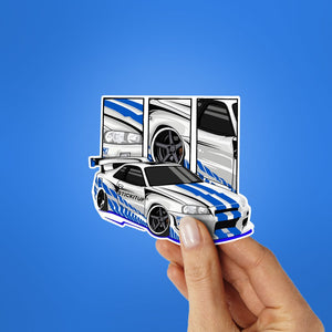 Skyline GT - R Sticker waterproof vinyl decal for laptop, bike, car & bottle