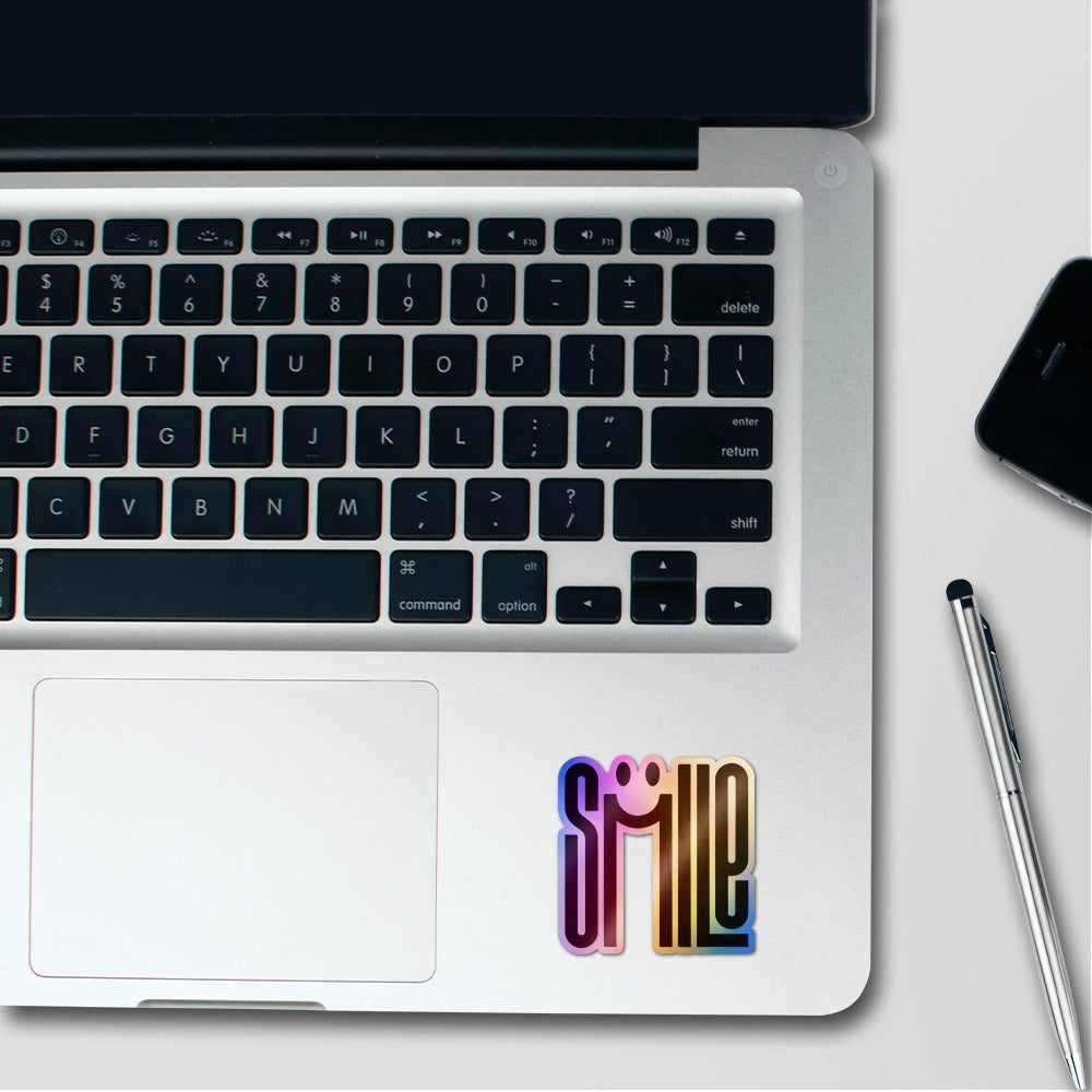 Smile Holographic Stickers waterproof vinyl decal for laptop, bike, car & bottle