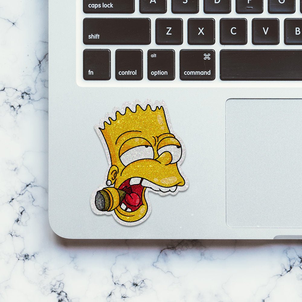 Smoking Bart Glitter Sticker waterproof vinyl decal for laptop, bike, car & bottle