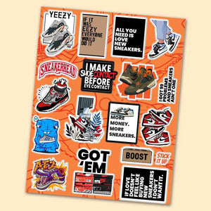 Sneaker Head Mini sticker sheet waterproof vinyl decal for laptop, bike, car & bottle