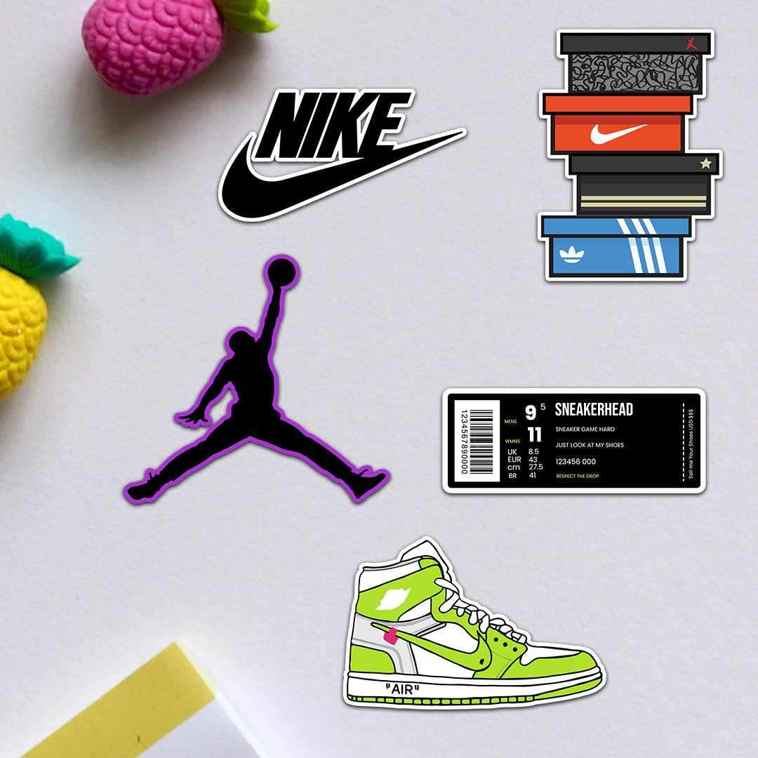 Sneakers Sticker Pack [5 sticker] waterproof vinyl decal for laptop, bike, car & bottle