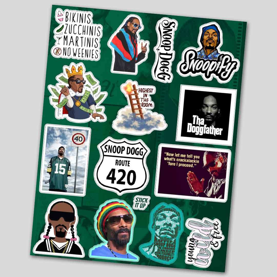 Snoop dog mini sticker sheet waterproof vinyl decal for laptop, bike, car & bottle