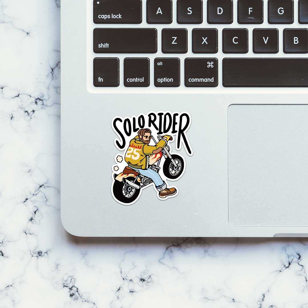 Solo Rider Sticker waterproof vinyl decal for laptop, bike, car & bottle
