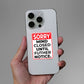 SORRY MIND CLOSED UNTIL FUTHER NOTICE Sticker waterproof vinyl decal for laptop, bike, car & bottle