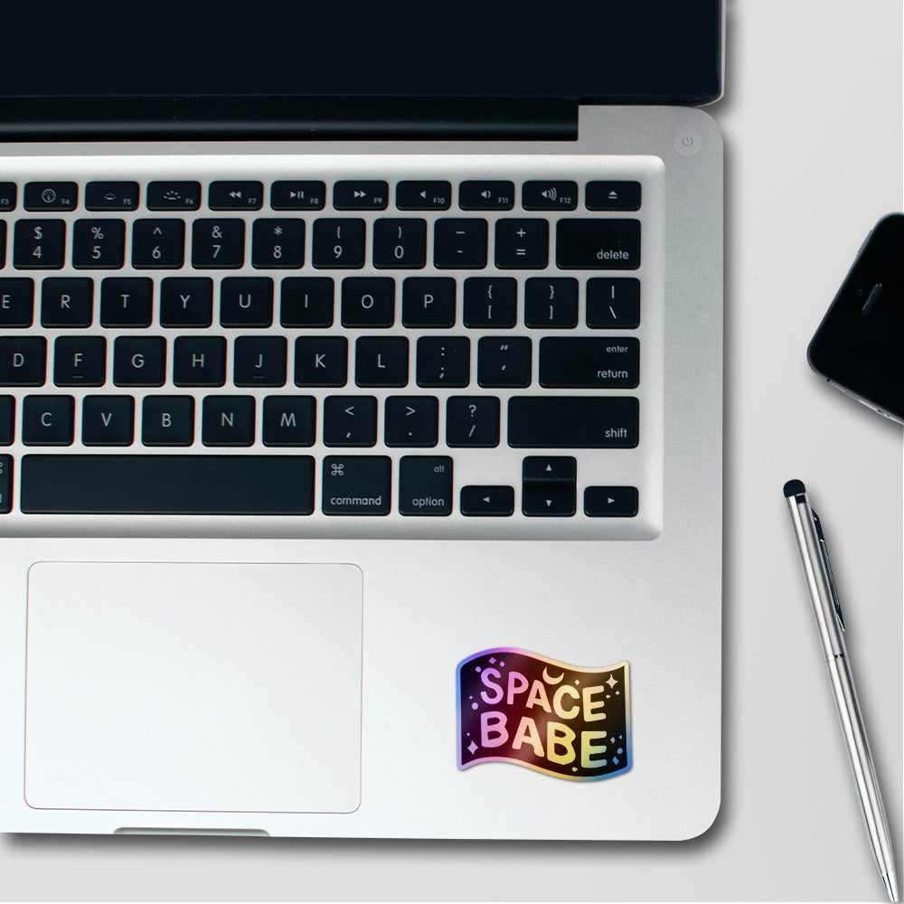 Space Babe Holographic Stickers waterproof vinyl decal for laptop, bike, car & bottle