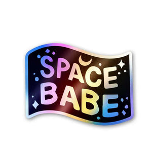 Space Babe Holographic Stickers waterproof vinyl decal for laptop, bike, car & bottle