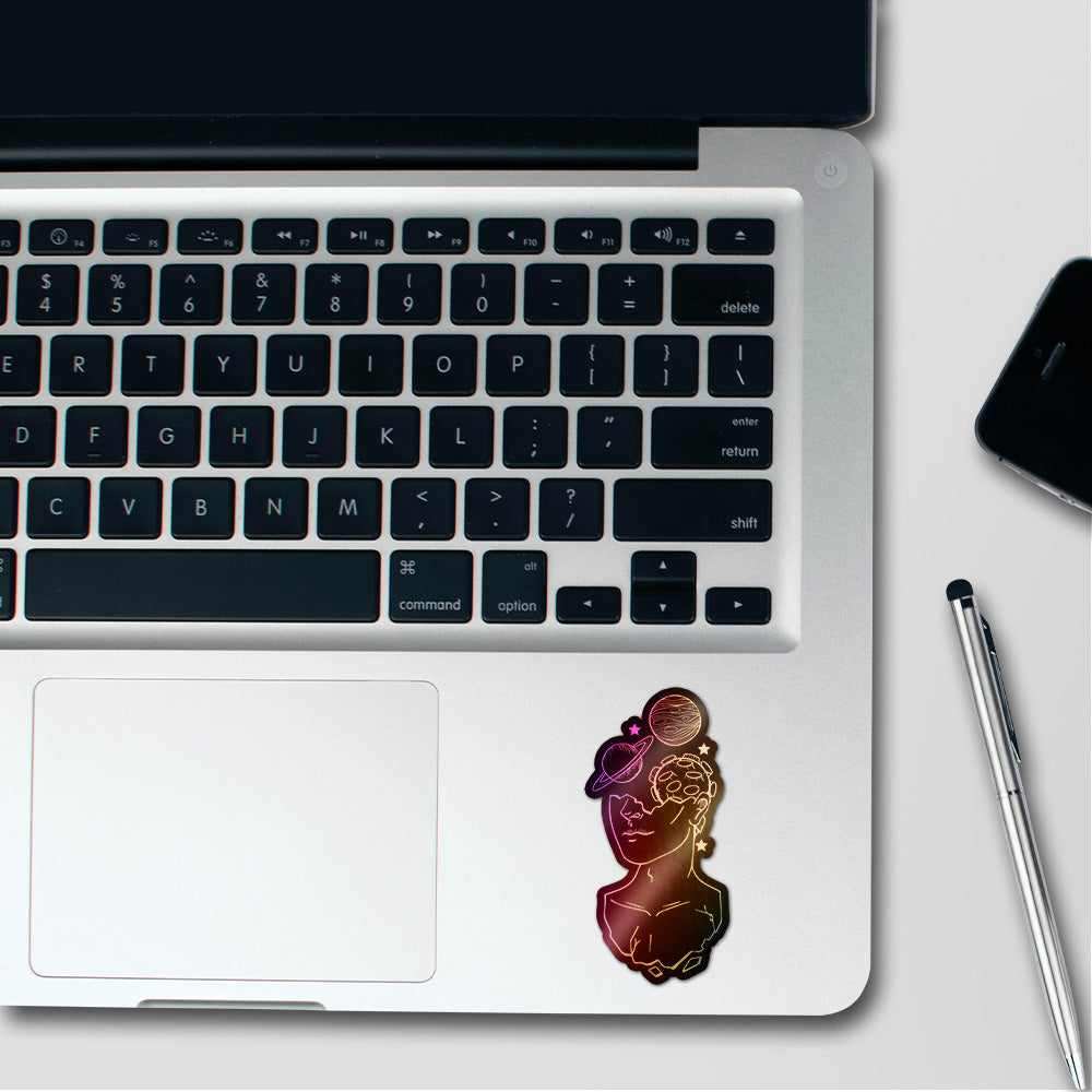 Space Impact Holographic Stickers waterproof vinyl decal for laptop, bike, car & bottle