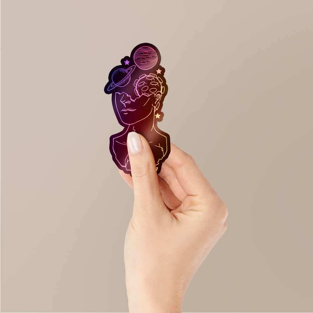 Space Impact Holographic Stickers waterproof vinyl decal for laptop, bike, car & bottle