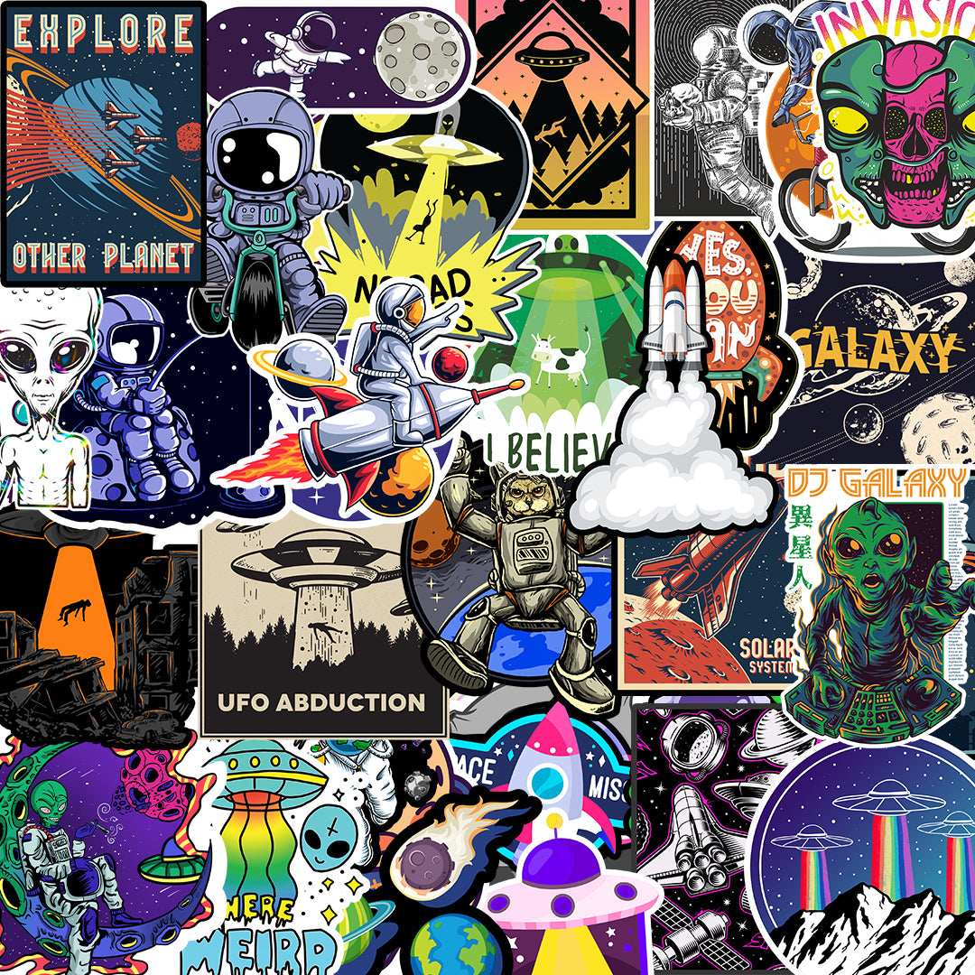 Space Sticker Packs [50 sticker] waterproof vinyl decal for laptop, bike, car & bottle
