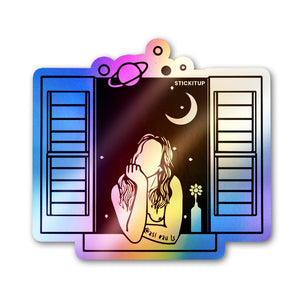 Stargazing Window Holographic Stickers waterproof vinyl decal for laptop, bike, car & bottle