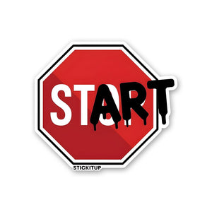 START Sticker waterproof vinyl decal for laptop, bike, car & bottle