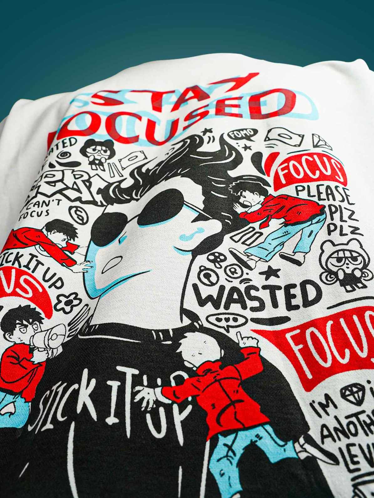 STAY FOCUSED OVERSIZED T - SHIRT waterproof vinyl decal for laptop, bike, car & bottle