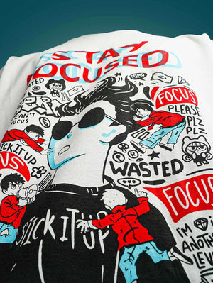 STAY FOCUSED OVERSIZED T - SHIRT waterproof vinyl decal for laptop, bike, car & bottle