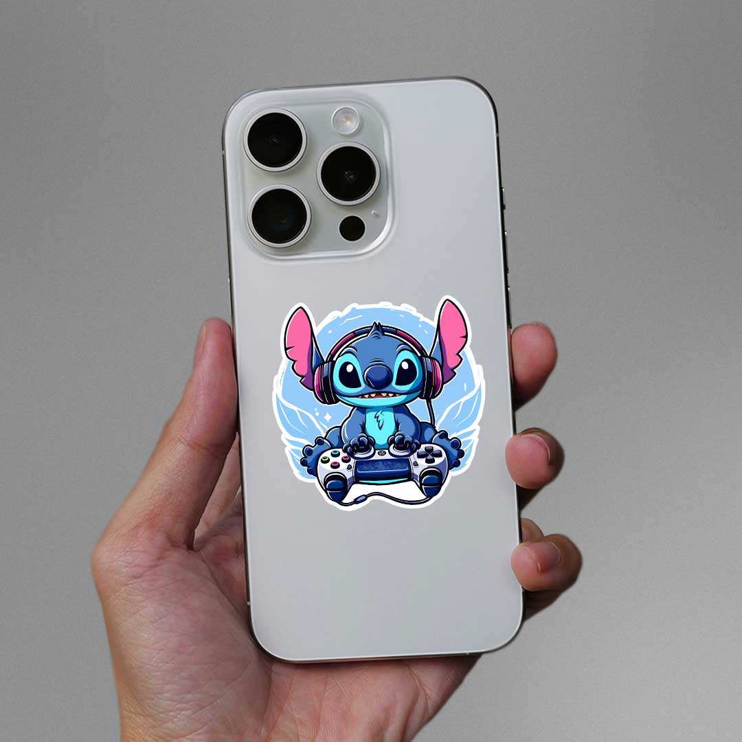 Stitch Gamer Sticker waterproof vinyl decal for laptop, bike, car & bottle