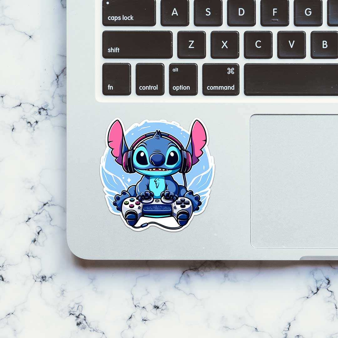 Stitch Gamer Sticker waterproof vinyl decal for laptop, bike, car & bottle