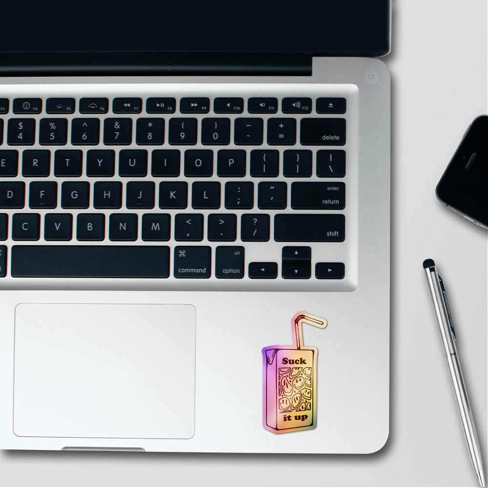 Suck It Up Holographic Stickers waterproof vinyl decal for laptop, bike, car & bottle