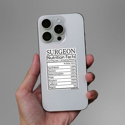 Surgeon Nutrition Facts Sticker - STICK IT UP