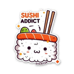SUSHI ADDICT Sticker waterproof vinyl decal for laptop, bike, car & bottle