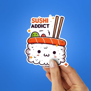 SUSHI ADDICT Sticker waterproof vinyl decal for laptop, bike, car & bottle